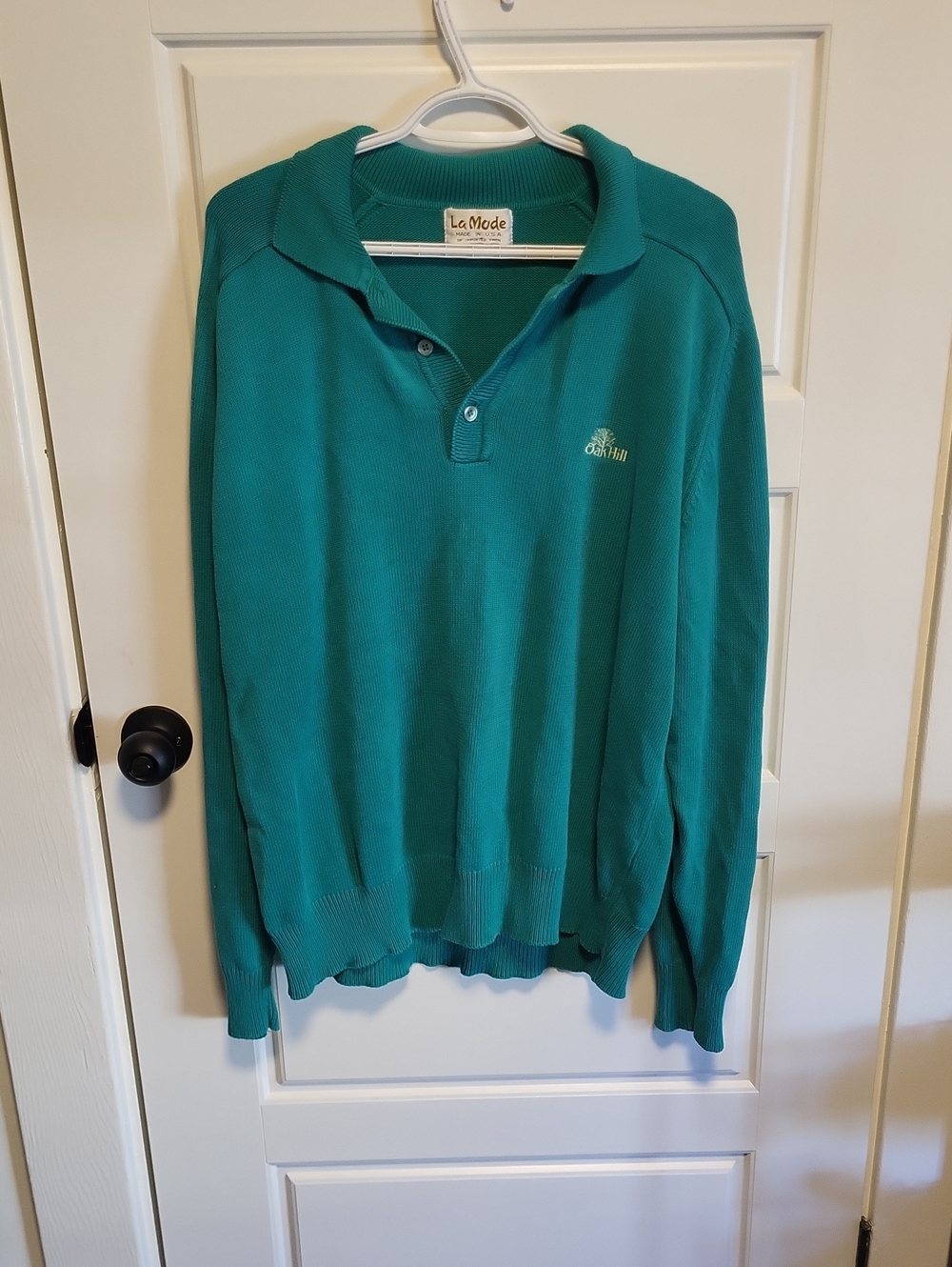 LaMode Men’s Teal Long-Sleeve Polo Sweater